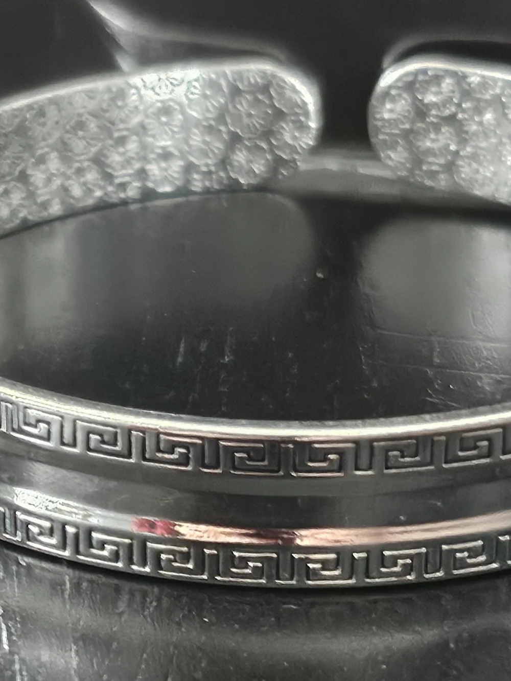 Men's Silver-Tone Greek Key Cuff Bracelet
